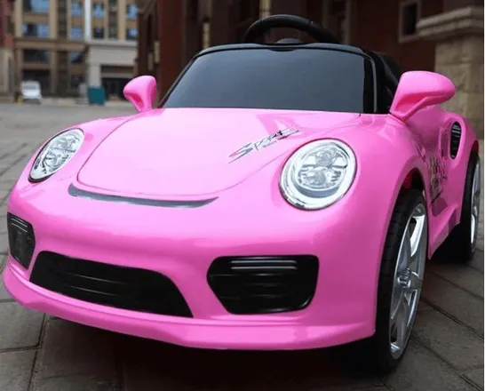 BRAND NEW BOXED KIDS PORSCHE STYLED 12V RIDE ON CAR PINK 