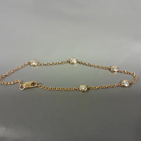 14CT ROSE GOLD BRACELET RUB-OVER SET WITH NATURAL DIAMONDS