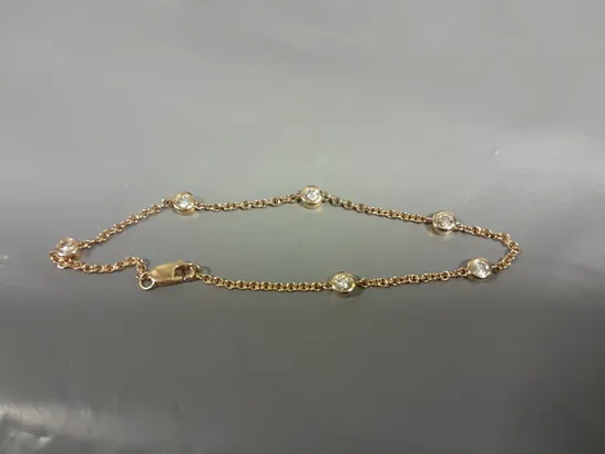 14CT ROSE GOLD BRACELET RUB-OVER SET WITH NATURAL DIAMONDS