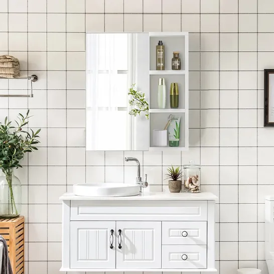 BOXED CARDELIA BATHROOM VANITY MIRROR [1 DOOR 3 SHELVES] IN WHITE