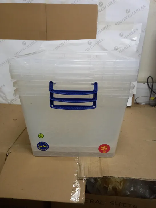 REALLY USEFUL PRODUCTS BOX, NESTABLE CLEAR STORAGE BOX SET