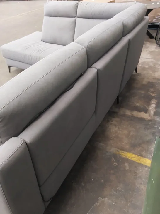 QUALITY DESIGNER ITALIAN MADE MARCELLO GREY FABRIC UPHOLSTERED 1-SEAT RECLINING CORNER SOFA