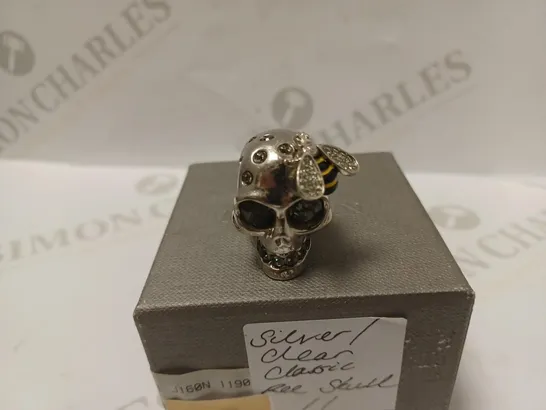 MCQ HORN SKULL RING - SILVER