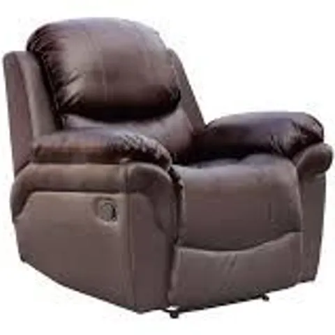 BOXED DESIGNER RICHMOND BROWN LEATHER POWER RECLINING EASY CHAIR (2 BOXES)