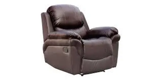 BOXED DESIGNER RICHMOND BROWN LEATHER POWER RECLINING EASY CHAIR (2 BOXES)