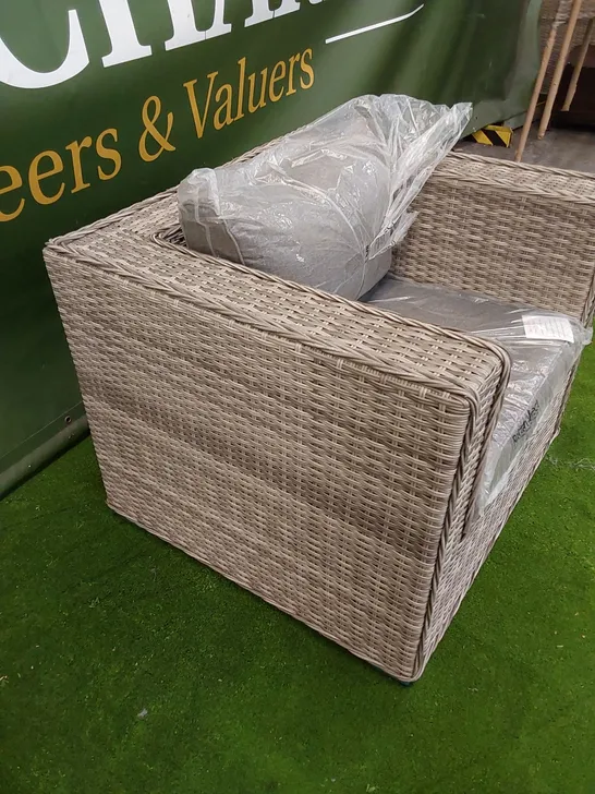 ASCOT GREY RATTAN ARMCHAIR WITH CUSHIONS 