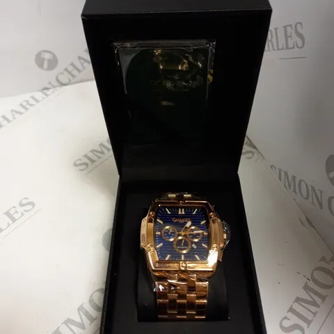 GAMAGES OF LONDON LIMITED EDITION MAGNITUDE AUTOMATIC WATCH/ BLUE AND GOLD 