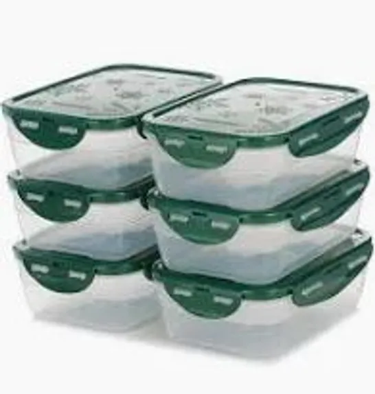 BOXED LOCK & LOCK SET OF 7 PLASTIC FOOD STORAGE CONTAINERS IN VARIOUS SIZES IN GREEN