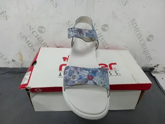 BOXED RIEKER FLORAL DESIGN SANDALS IN WHITE/BLUE MULTI - EU 41