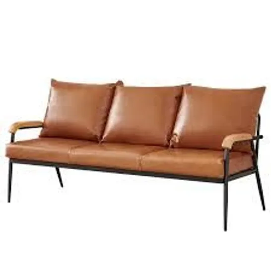 BOXED 3 SEATER TAN SOFA (2 BOXES)