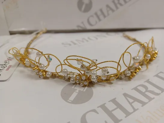 BERKETEX GOLD PEARL TIARA HAIR ACCESSORY 