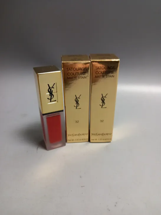 BOXED LOT OF 2 YVES SAINT LAURENT MATTE LIP STAIN FEEL ME THRILLING 6ML