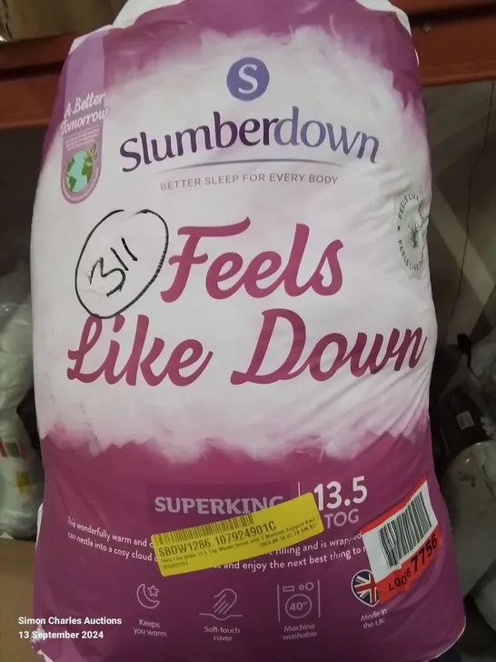 BAGGED SLUMBERDOWN 13.5TOG WINTER DUVET WITH 2 SUPPORT PILLOWS