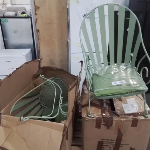 DESIGNER PAIR OF GREEN GARDEN CHAIRS 