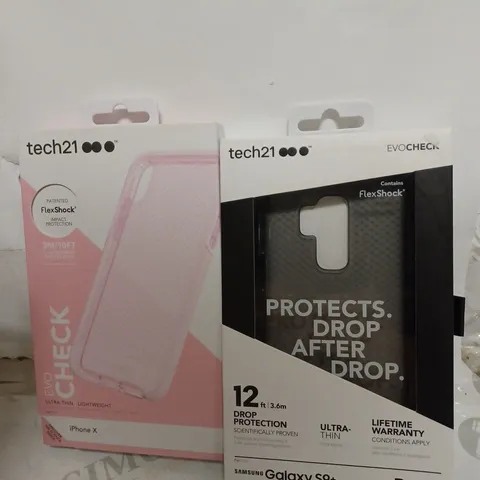 LOT OF 75 X TECH21 EVO CHECK CASE FOR SAMSUNG GALAXY S9 PLUS - SMOKEY/BLACK - 4 X TECH21 T21-5857 - EVO CHECK IPHONE X ROSE TINT