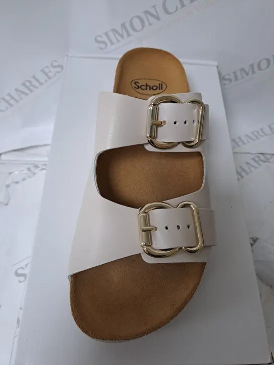 BOXED SCHOLL SANDLES IN CREAM SIZE 6