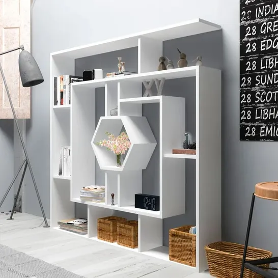 BOXED GEOMETRIC BOOKCASE WHITE