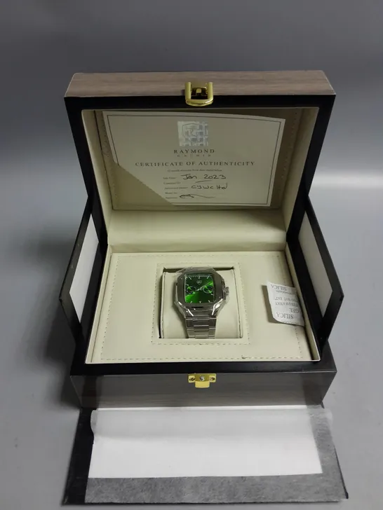 BOXED GENTS RAYMOND GAUDIN STAINLESS STEEL WATCH