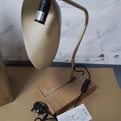 AS NEW MATT BLACK AND BRUSHED GOLD TABLE LAMP