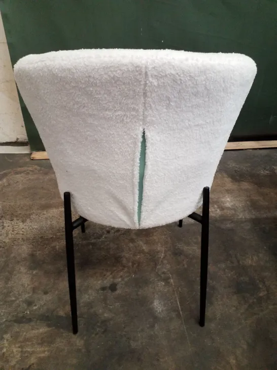 WHITE WOOLEN DINING CHAIR 