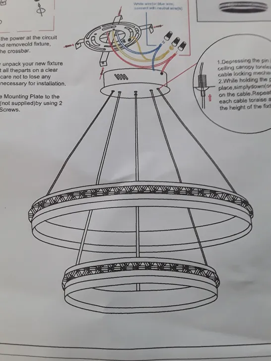 BOXED 2 RINGS 60CM TIERED CHANDELIER