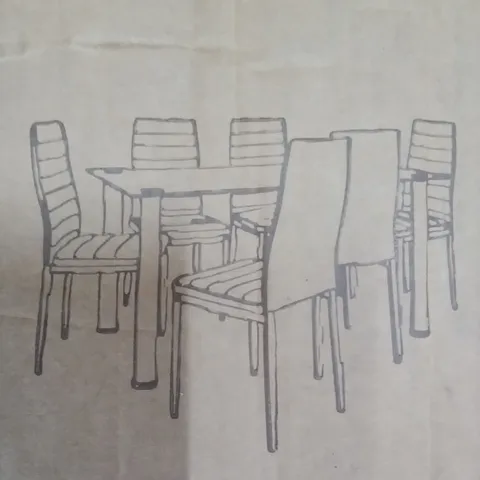 ANYA WHITE DINING TABLE WITH 6 CHAIRS ( 2 BOXES)