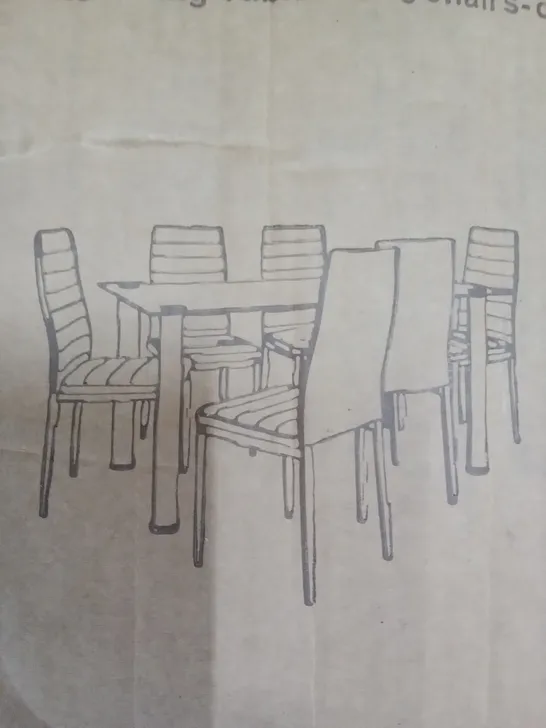 ANYA WHITE DINING TABLE WITH 6 CHAIRS ( 2 BOXES)