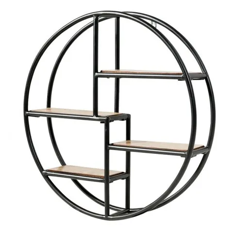 BOXED COSTWAY INDUSTRIAL ROUND WALL SHELF 4-TIER WALL MOUNTED FLOATING SHELVES CIRCULAR DISPLAY SHELF