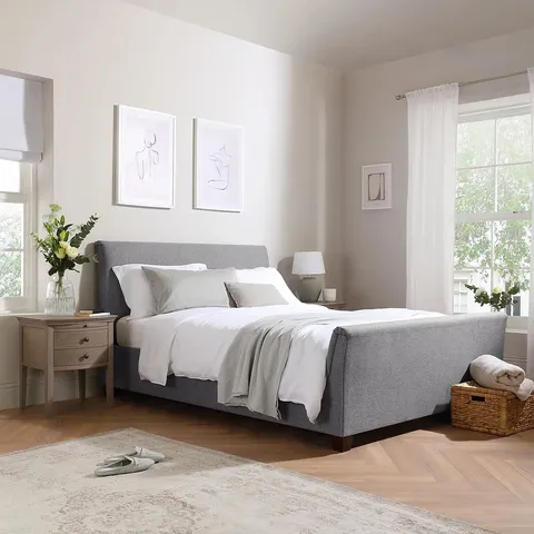 BRAND NEW BOXED FAIRMONT GREY FABRIC KING SIZE BED (4 BOXES)
