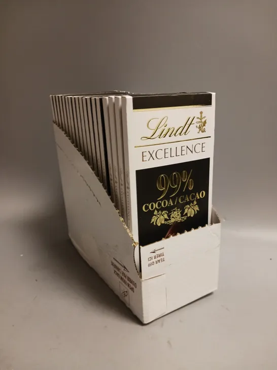 BOX OF 18 LINDT EXCELENCE 99% COCOA DARK ABSOLUDE 50G EACH