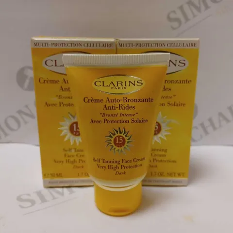 LOT OF 2 X 50ML CLARINS SELF TANNING FACE CREAM #DARK