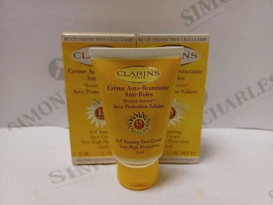 LOT OF 2 X 50ML CLARINS SELF TANNING FACE CREAM #DARK