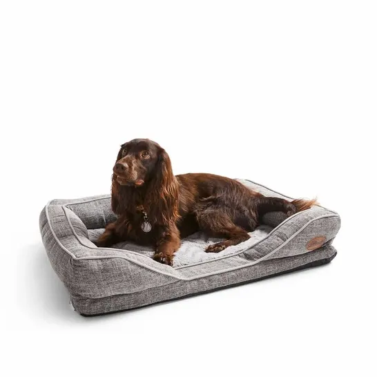 BAGGED ORTHOPAEDIC BOLSTER CUSHION PET BED IN GREY