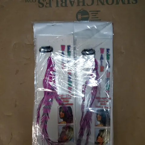 LOT OF 8 PACKETS OF PURPLE FEATHER HAIR EXTENSIONS