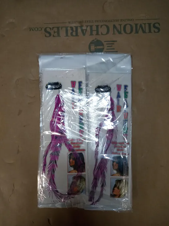 LOT OF 8 PACKETS OF PURPLE FEATHER HAIR EXTENSIONS