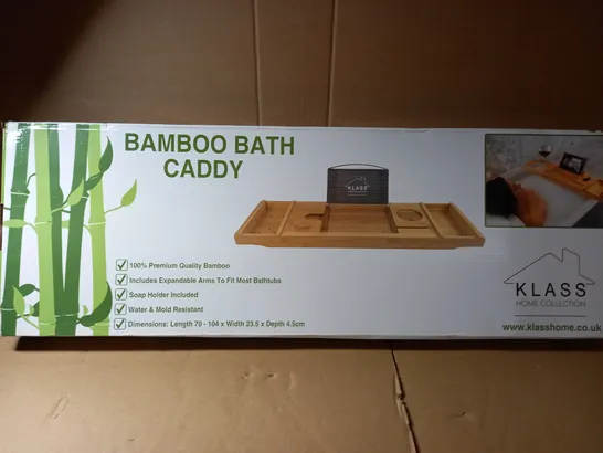 BOXED KLASS HOME COLLECTION BAMBOO BATH CADDY