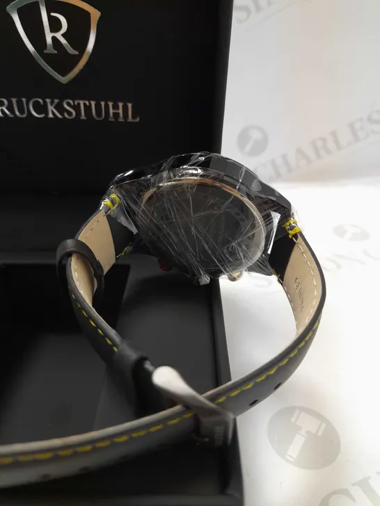 RUCKSTUHL TRIPLE DIAL BLACK RUBBER STRAP WRISTWATCH