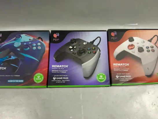 LOT OF 3 ASSORTED BOXED AND SEALED PDP WIRED CONTROLLERS DESIGNED FOR XBOX