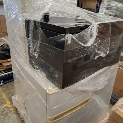 PALLET CONTAINING 4 ASSORTED HOME APPLIANCE ITEMS TO INCLUDE WHIRLPOOL, FRIDGE MASTER AND WINE COOLER