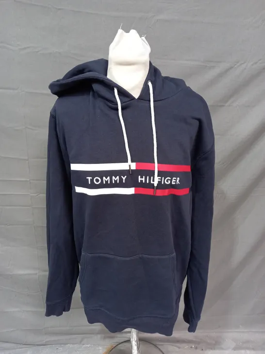 TOMMY HILFIGER NAVY PULLOVER HOODIE - LARGE