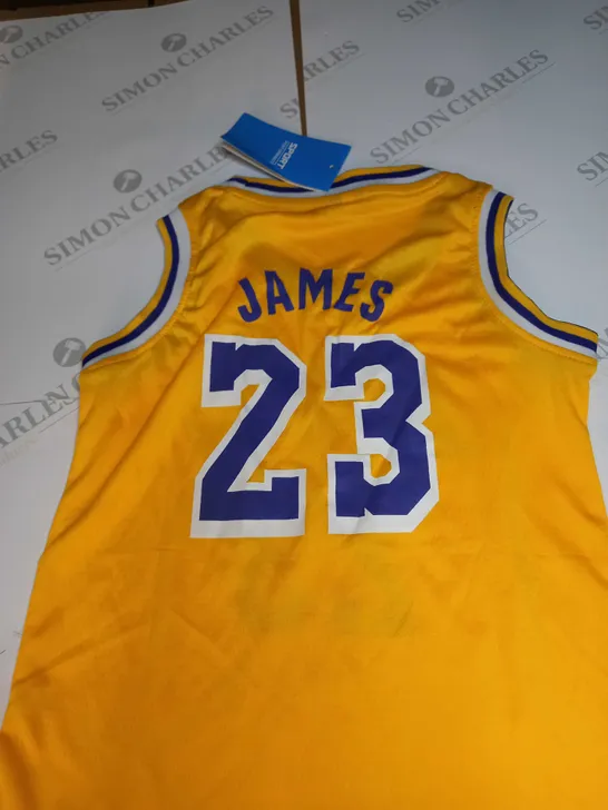 LA LAKERS BASKETBALL JERSEY WITH JAMES 23 ON THE BACK SIZE XS