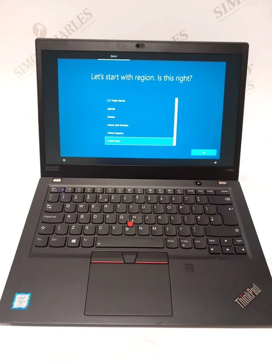 LENOVO T490S I7-866SU 16GB RAM 256GB LAPTOP