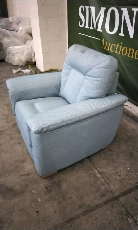 QUALITY BRITISH DESIGNED & MANUFACTURED G PLAN ELLIOT ARMCHAIR NATIVE TURQUOISE FABRIC 