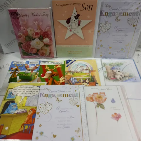 BOX OF LARGE QUANTITY OF CELEBRATORY GREETINGS CARDS FOR VARIOUS EVENTS 