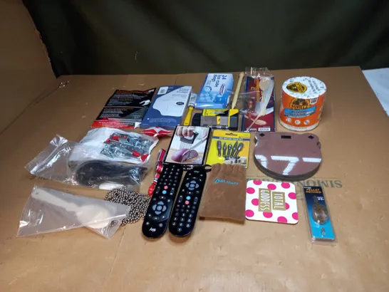 LOT OF ASSORTED ITEMS TO INCLUDE GORILLA, REMOTE CONTROLS AND DRILL BITS