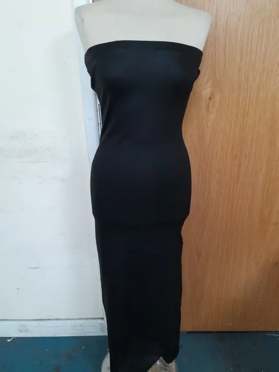 ZARA STRAPLESS RIBBED BODYCON MAXI DRESS IN BLACK SIZE L