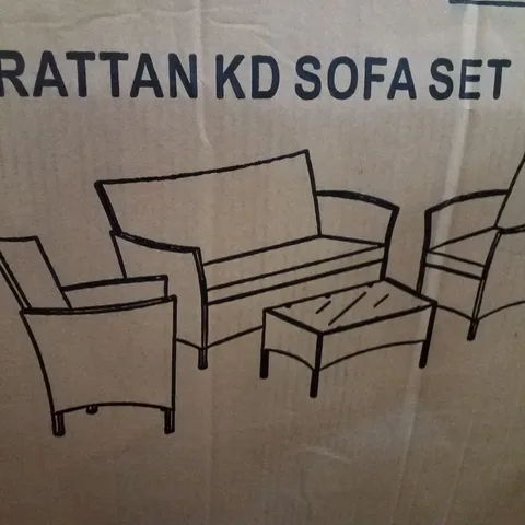 BOXED RATTAN SOFA SET - BLACK