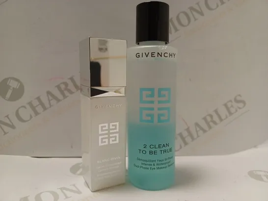 BOX OF APPROX 10 ASSORTED GIVENCHY PRODUCTS TO INCLUDE MAKEUP EYE REMOVER & BLANC DIVIN BRIGHTENING SERUM 