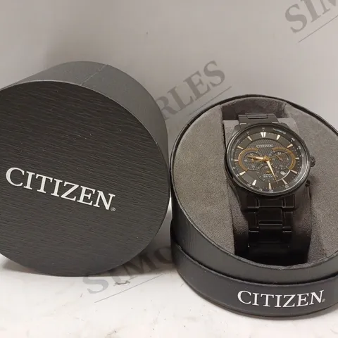 BOXED CITIZEN BLACK 0520-S122449TACHYMETER WATCH 
