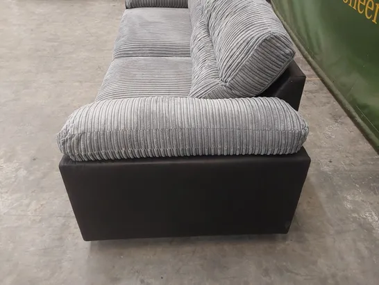 AMEBA CORDUROY 4 SEATER SOFA - GREY/BLACK